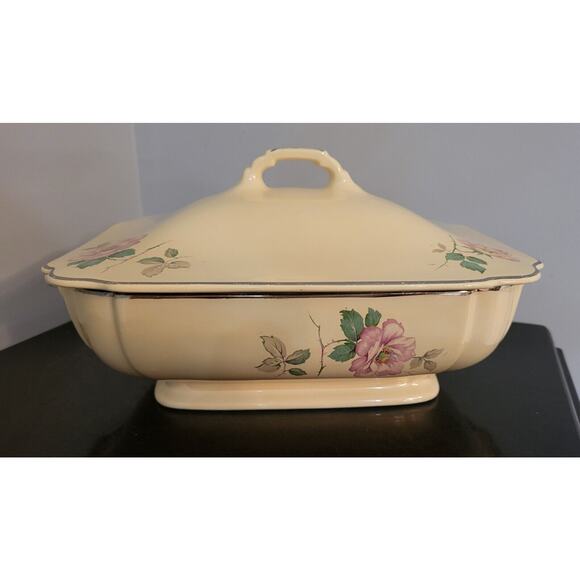 Vintage Homer Laughlin Briar Rose Compote Bowl 10" x 6 3/4", Undamaged, Rare
